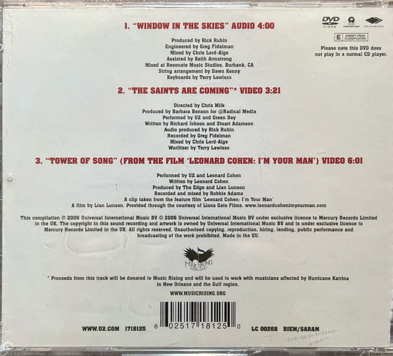 U2 – Window in the Skies (DVD Single 2006, 3 Tracks, Music Rising Benefit) (M/M - Scellé)