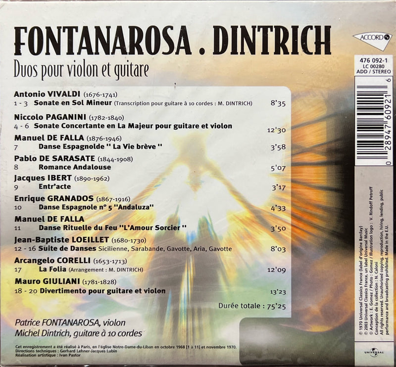 Fontanarosa - CD - Duos Pour Violon Et Guitare (M/M - Scellé)