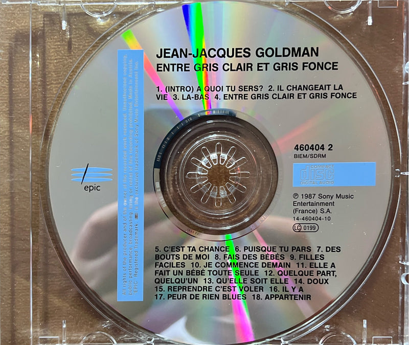 Jean-Jacques Goldman - CD - Entre Gris Clair Et Gris Foncé (NM/VG)