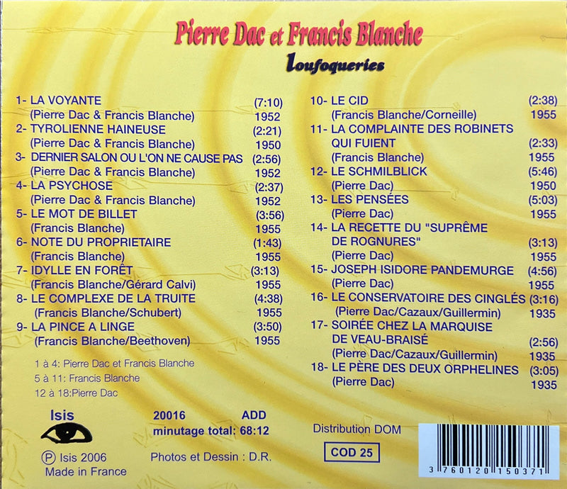 Pierre Dac Et Francis Blanche - CD - Loufoqueries (VG+/NM)