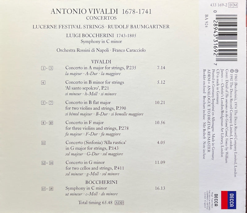 Vivaldi – Concertos / Boccherini: Symphony (CD Decca) (M/M)