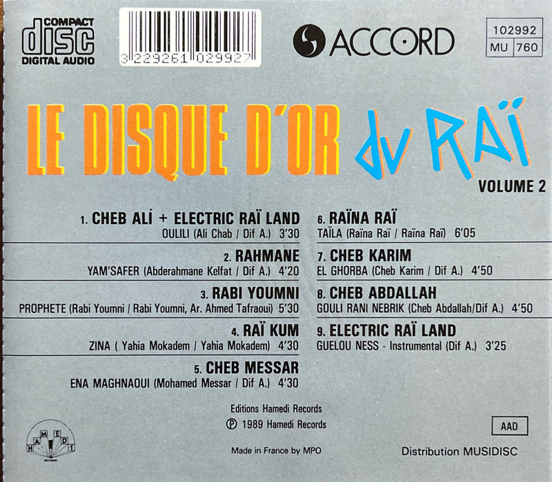 Compilation Raï - CD - Le Disque d'Or du Raï Vol. 2 (NM/M)