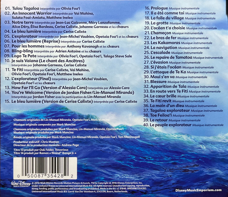 Vaiana - CD - Bande Originale Française Du Film (NM/NM)