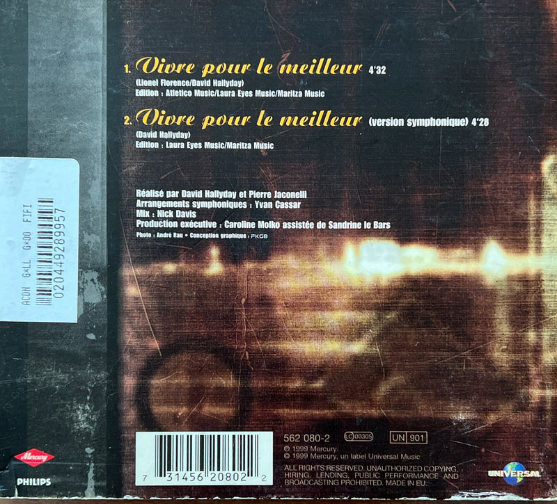 Johnny Hallyday CD Single Vivre pour le meilleur (VG+/VG)