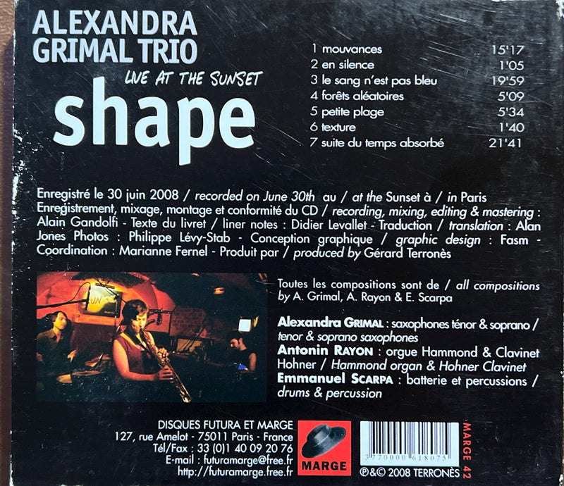 Alexandra Grimal Trio - CD - Shape (Live At The Sunset) (M/VG)