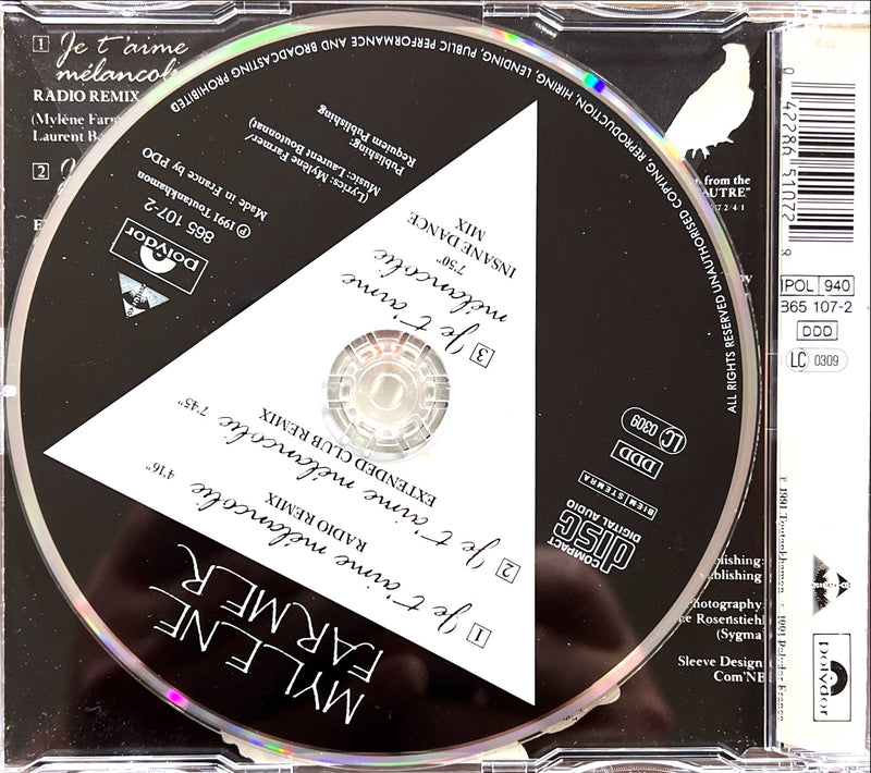 Mylène Farmer Maxi CD Je T'Aime Mélancolie - Europe (NM/NM)