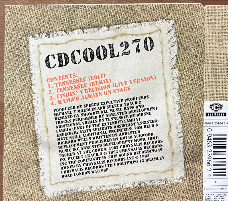 Arrested Development CD Maxi "Tennessee" 1993 Cooltempo (NM/NM)