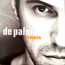 a close up of a person's face with the words de palma to