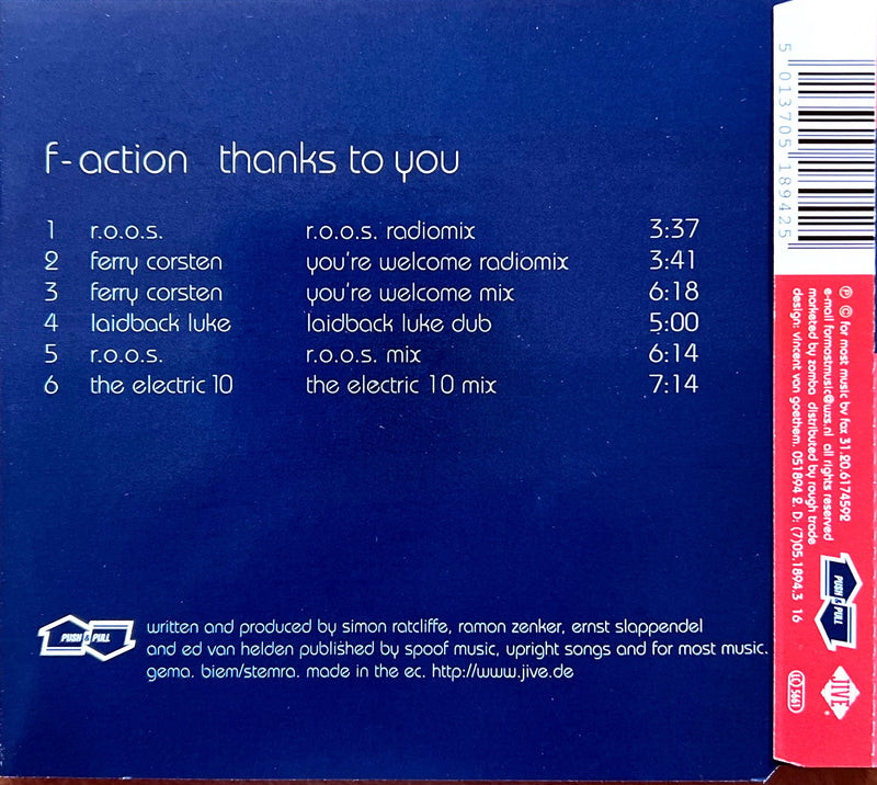 the back of a cd with a blue cover