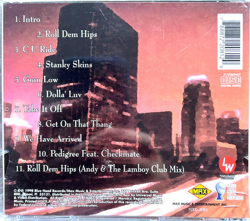 a cd cover with a city skyline in the background