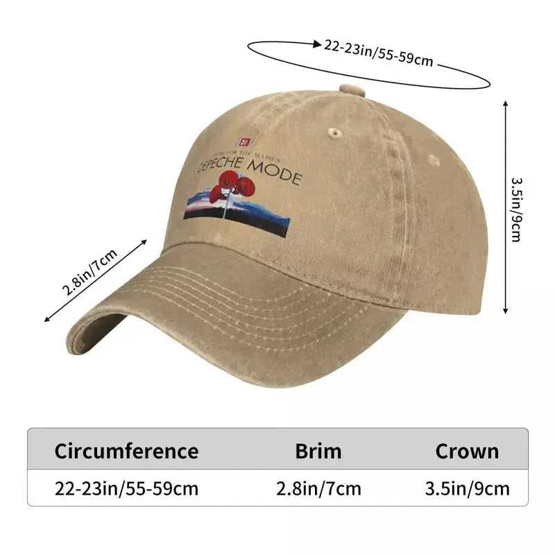 Casquette vintage Depeche Mode "Music for the Masses" beige unisexe ajustable