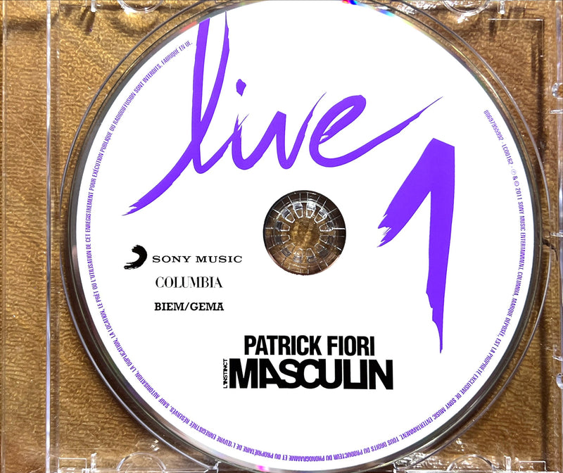 a cd cover with a purple arrow on it