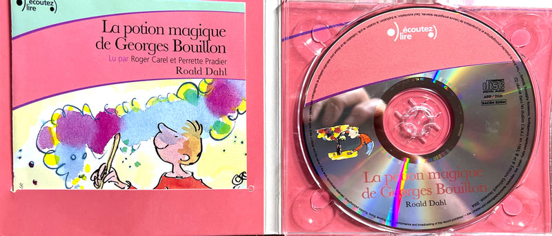 a pink cd case with a picture of a cartoon character on it