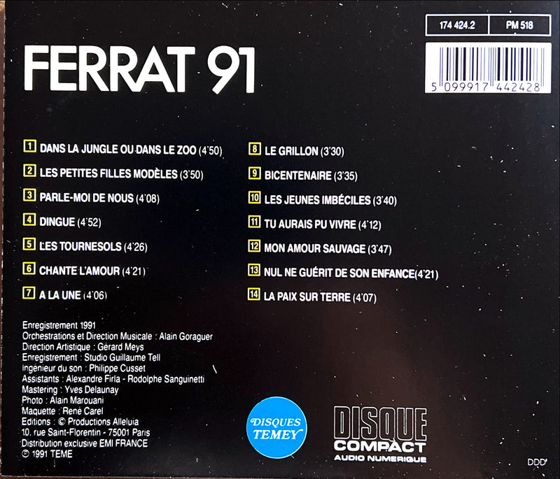 the back of a cd case with a label on it