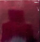 a red and black picture of a person