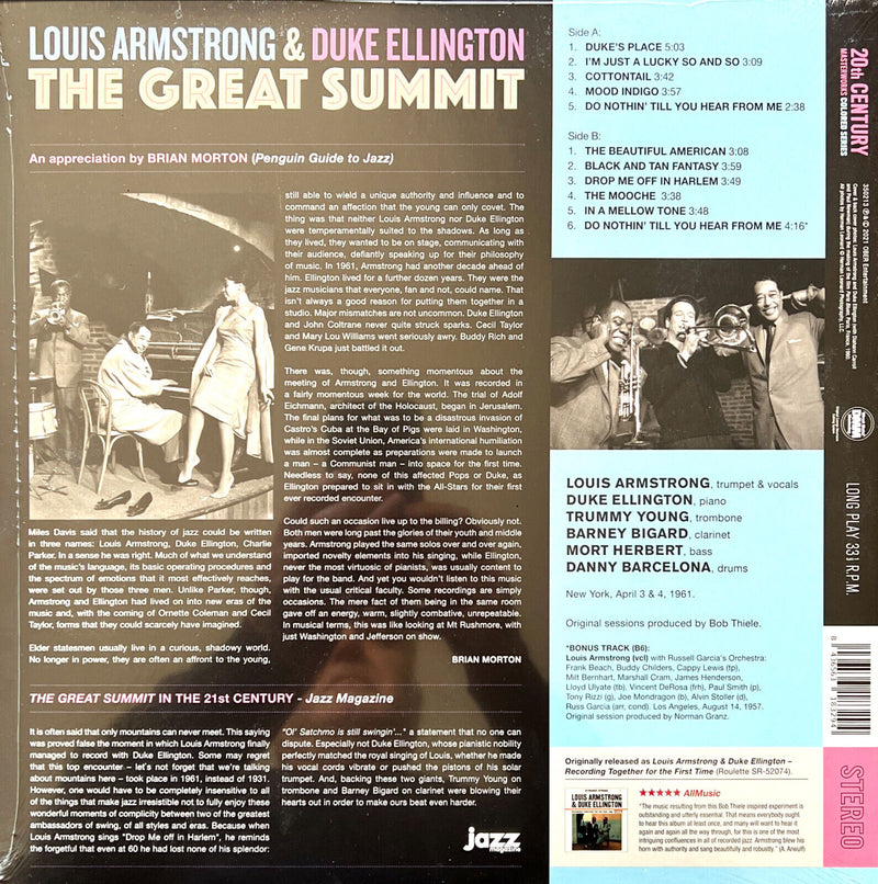 Louis Armstrong & Duke Ellington LP The Great Summit - Vinyle Jaune