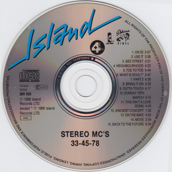 Stereo MC's CD 33 45 78 - Germany