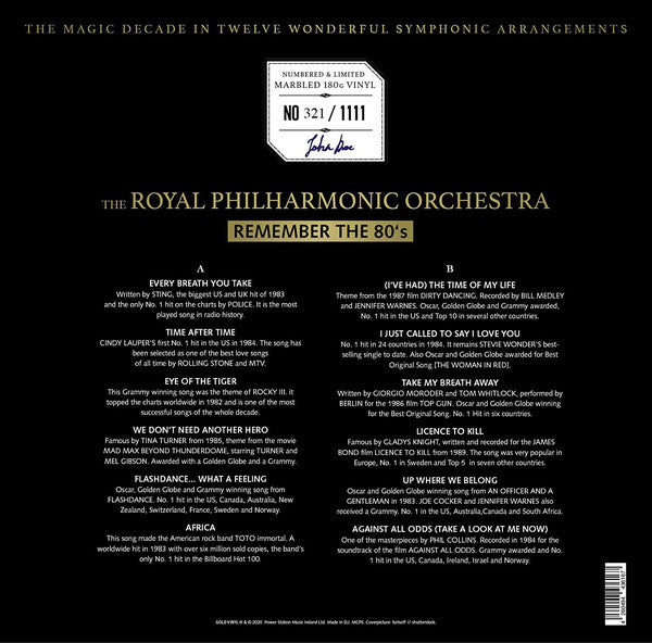 The Royal Philharmonic Orchestra ‎LP Remember The 80's - Vinyle marbré, Tirage limité 1111 ex - Europe