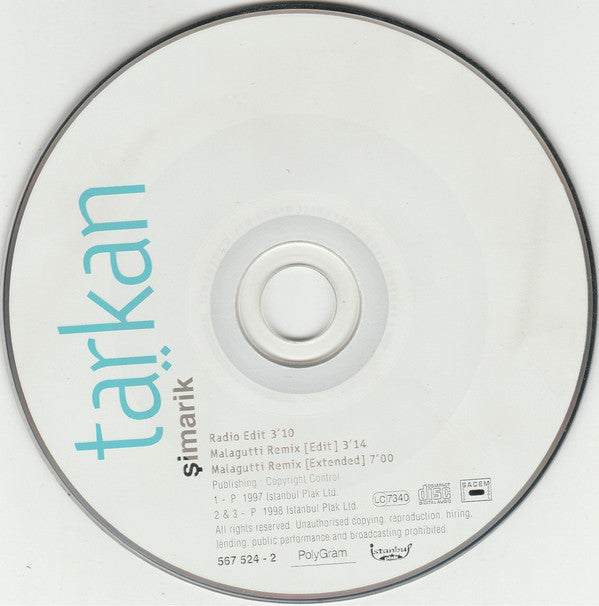 Tarkan ‎CD Single Şimarik - France & Benelux