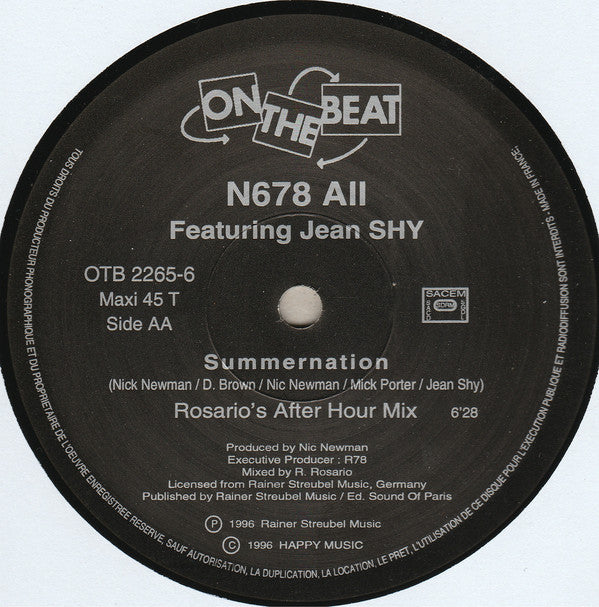 N 678 All Featuring Jean Shy ‎12" Summernation - France (VG+/VG+)