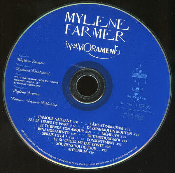 Mylène Farmer ‎CD Innamoramento - France