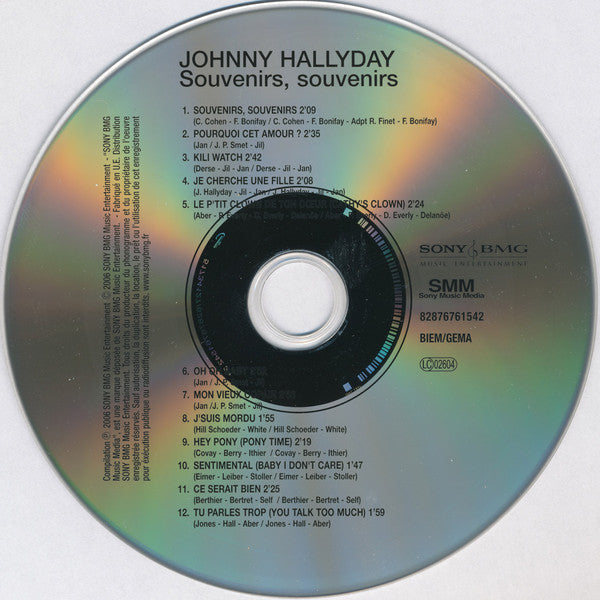 Johnny Hallyday ‎CD Souvenirs, Souvenirs - France