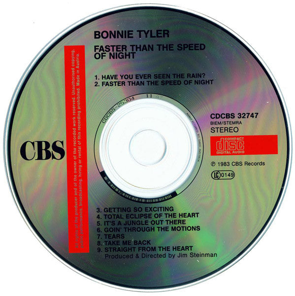 Bonnie Tyler CD Faster Than The Speed Of Night - Europe