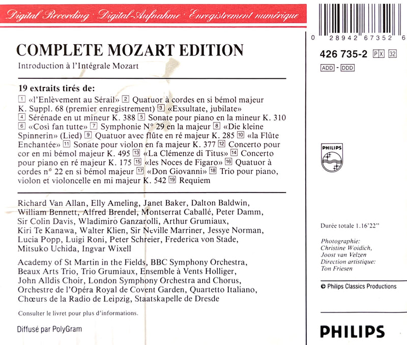 Mozart CD Introduction à L'édition Complète Mozart - France
