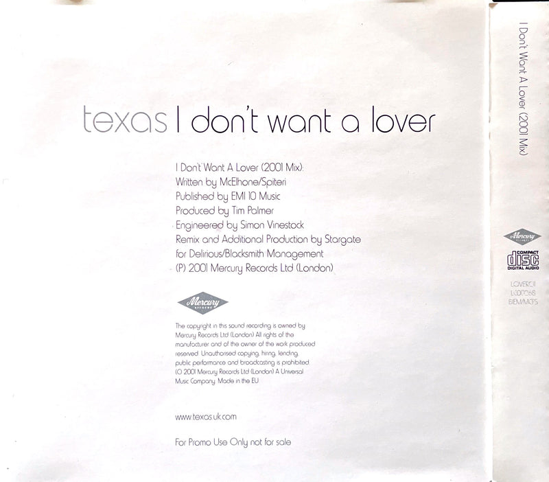 Texas ‎CD Single I Don't Want A Lover - Promo - UK (NM/NM)
