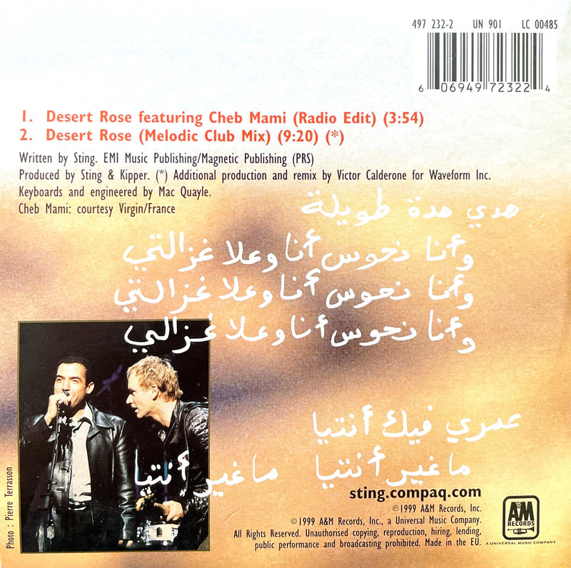 Sting Featuring Cheb Mami ‎CD Single Desert Rose - Europe