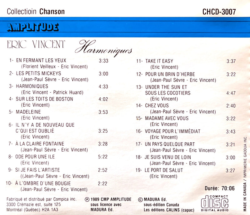Eric Vincent CD Harmoniques