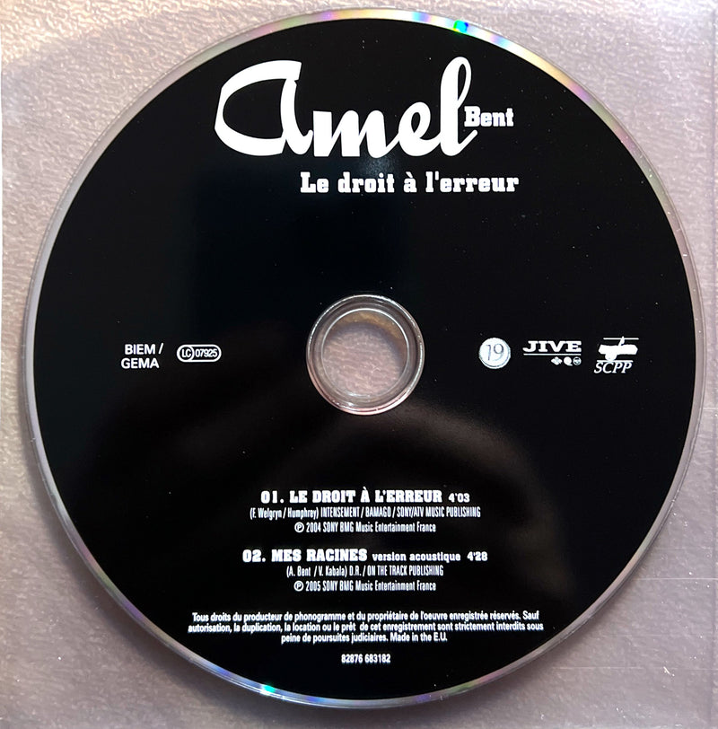 Amel Bent CD Single Le Droit À L'Erreur