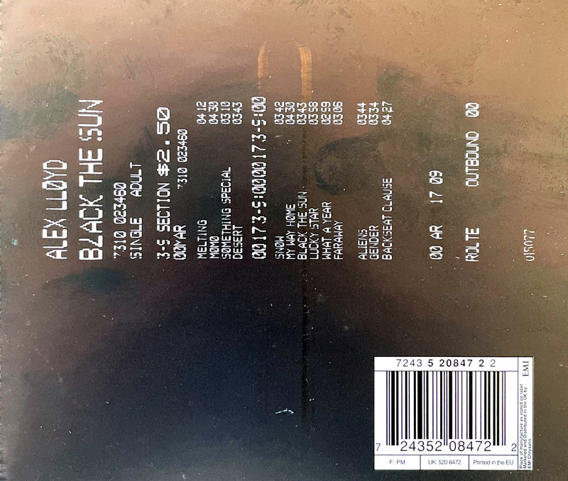 Alex Lloyd ‎CD Black The Sun - Europe