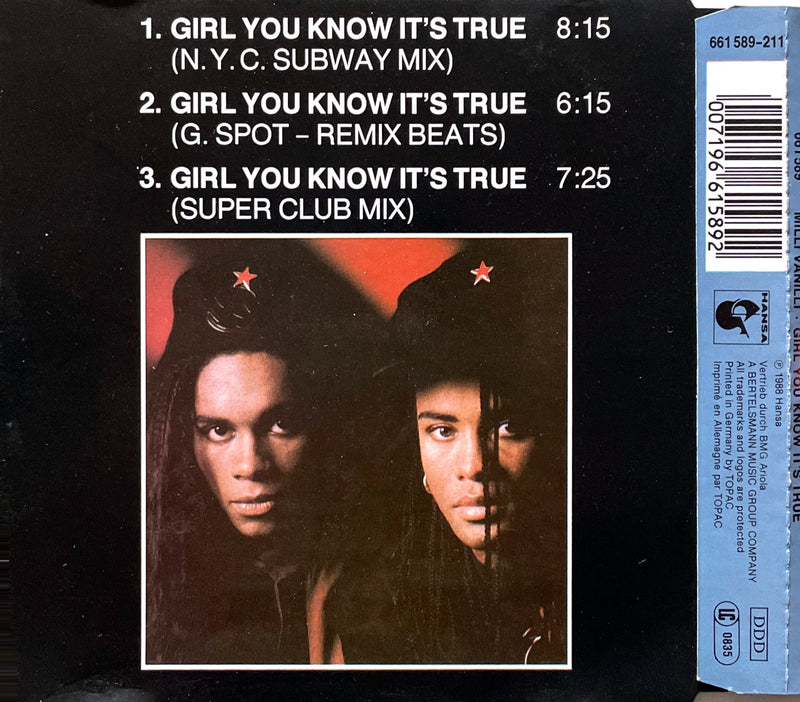 Milli Vanilli ‎Maxi CD Girl You Know It's True (N.Y.C. Subway Mix) - Europe