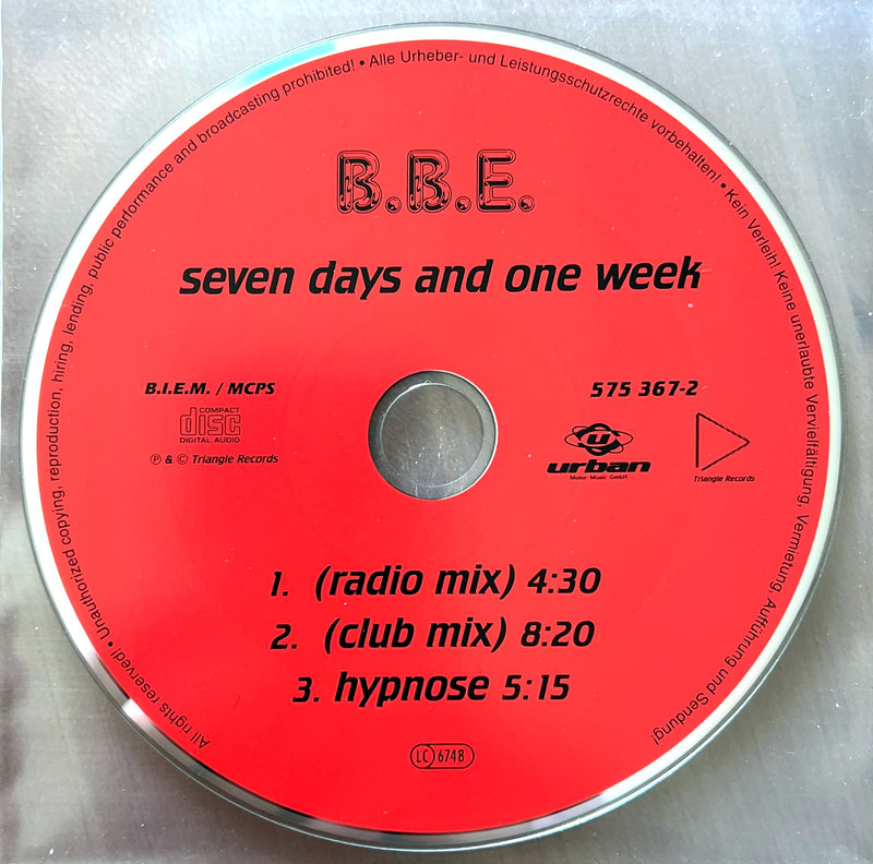 B.B.E Maxi CD Seven Days And One Week - Germany