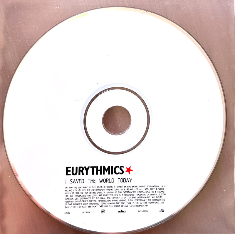 Eurythmics CD Single Saved The World Today - Promo