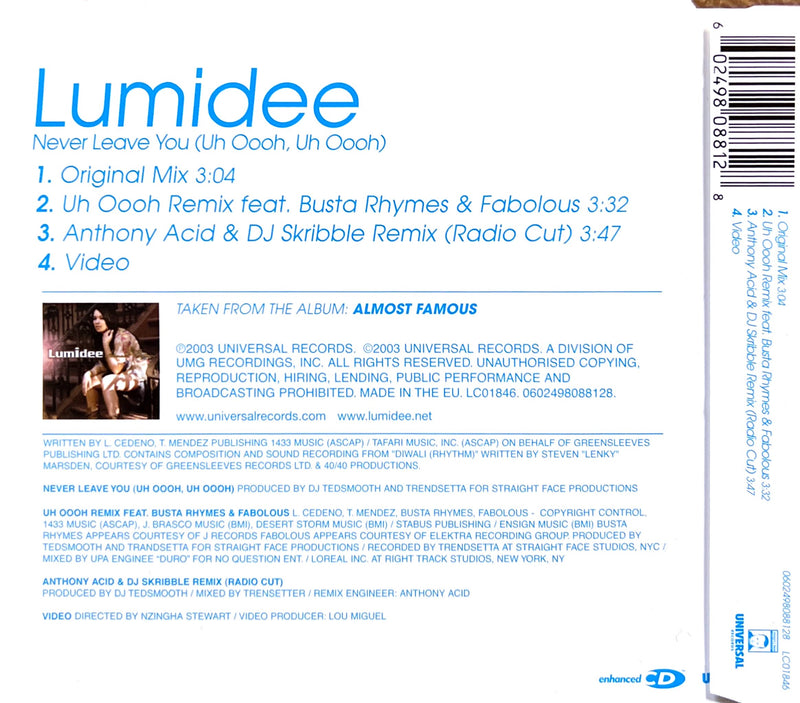 Lumidee Maxi CD Never Leave You (Uh Oooh, Uh Oooh) - Europe