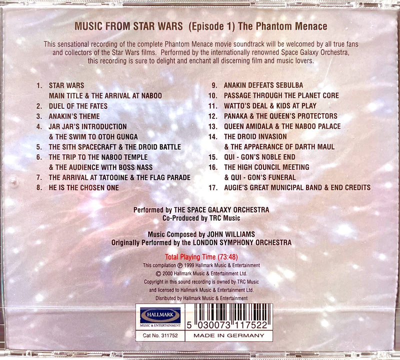 The Space Galaxy Orchestra ‎CD Music From Star Wars Episode I The Phantom Menace - Germany