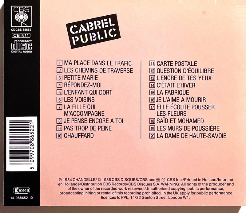 Francis Cabrel ‎CD Cabrel Public - Europe (VG/VG+)